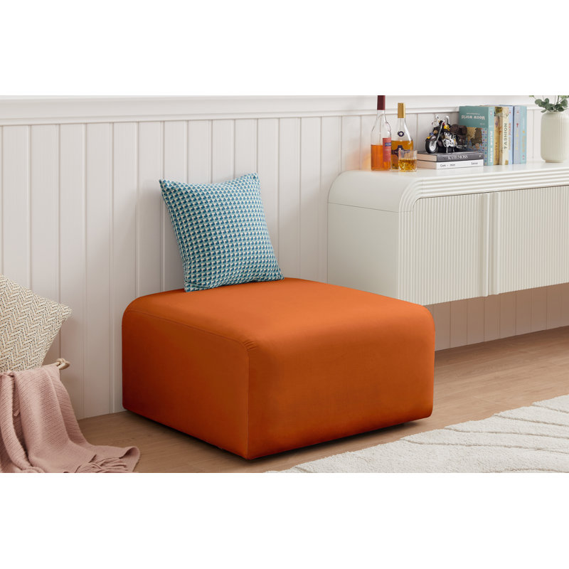 Repose-pieds en velours 31 po Hingham Josie, Velours cognac