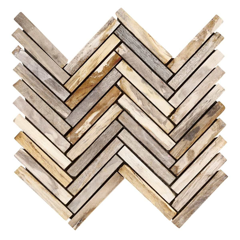 Fossil 1x4 Herringbone Matte Petrified Natural Stone Mosaic Tile