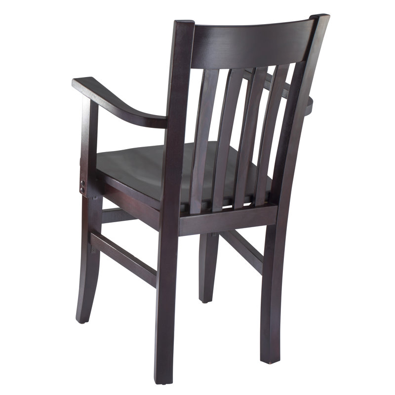 Chaise avec accoudoirs en bois massif Henson, Acajou foncé