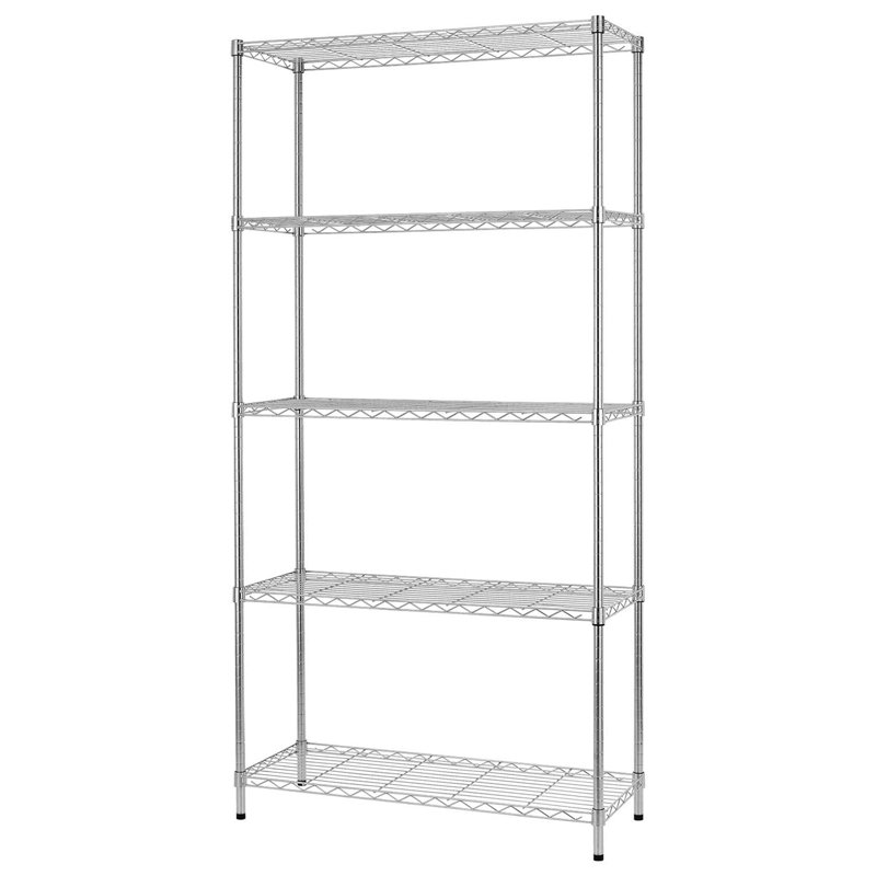Southport 36'' W Metal Shelving Unit with Wheels, Chrome