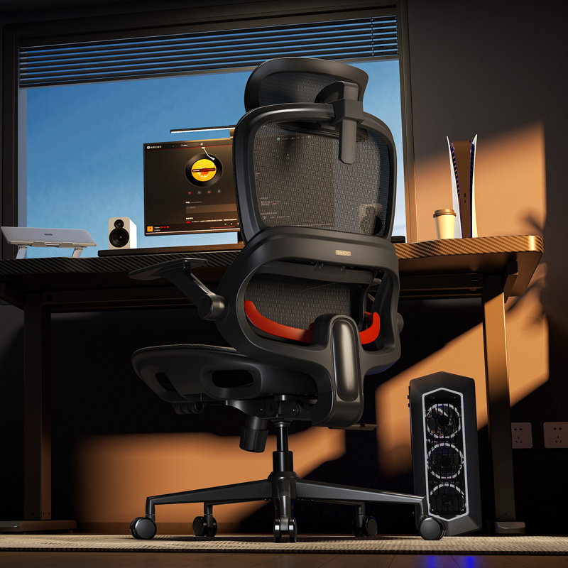 B100 Lite Ergonomic Office Chair | Adaptive Dynamic Lumbar Support, Extra Wide Headrest, Flip-Up Armrests, 90-135° Tilt Lock & Breathable Mesh Desk Chair for Office