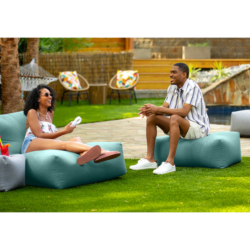 Repose-pieds d'extérieur avec coussin Sunbrella® Charolotte, Vert