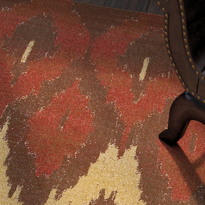 Tapis marron à motif ikat Doughton, Rectangle 9 pi 9 po x 13 pi