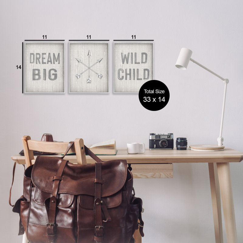  «Dream Big Boho Arrows», ensemble de 3 giclées par Ashley Calhoun, Estampe numérique Farmhouse, H 14 po x l 11 po