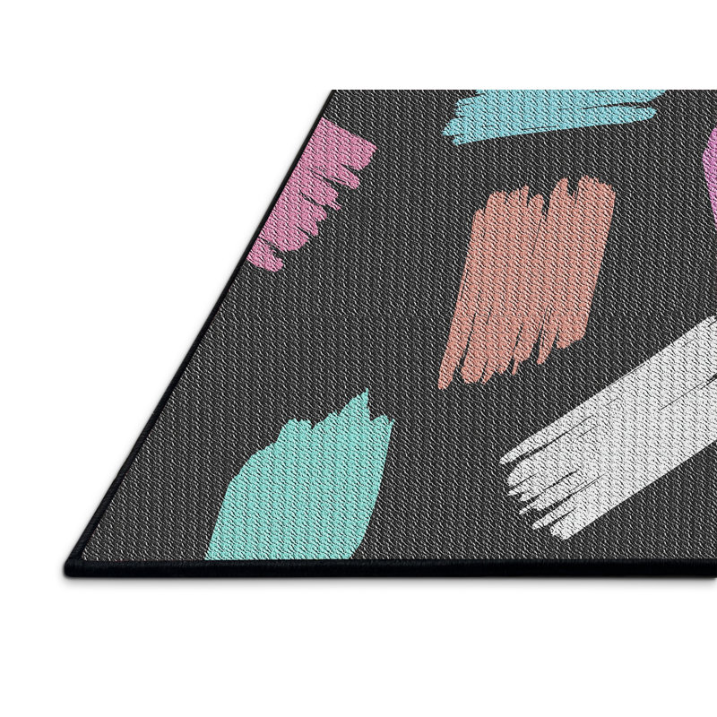 Tapis noir/rose à tisser électrique, Rectangle 7 pi x 10 pi