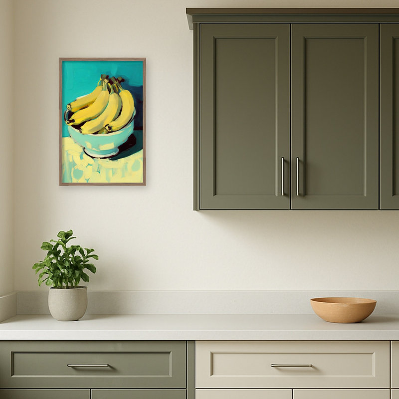 «Bowl of Bananas» par Treechild, reproduction d'art sur toile encadrée, 21 x 31