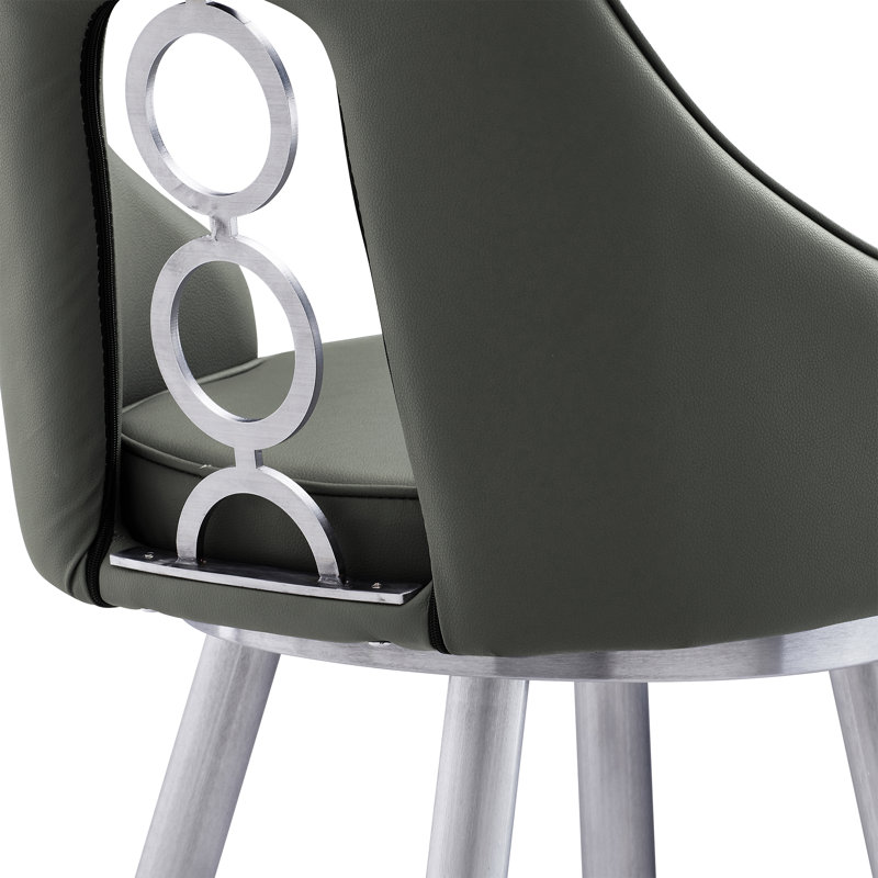Tabouret de bar et de comptoir Annabel, Acier inoxydable brossé, Gris, Tabouret de comptoir (assise de 26 po de hauteur)