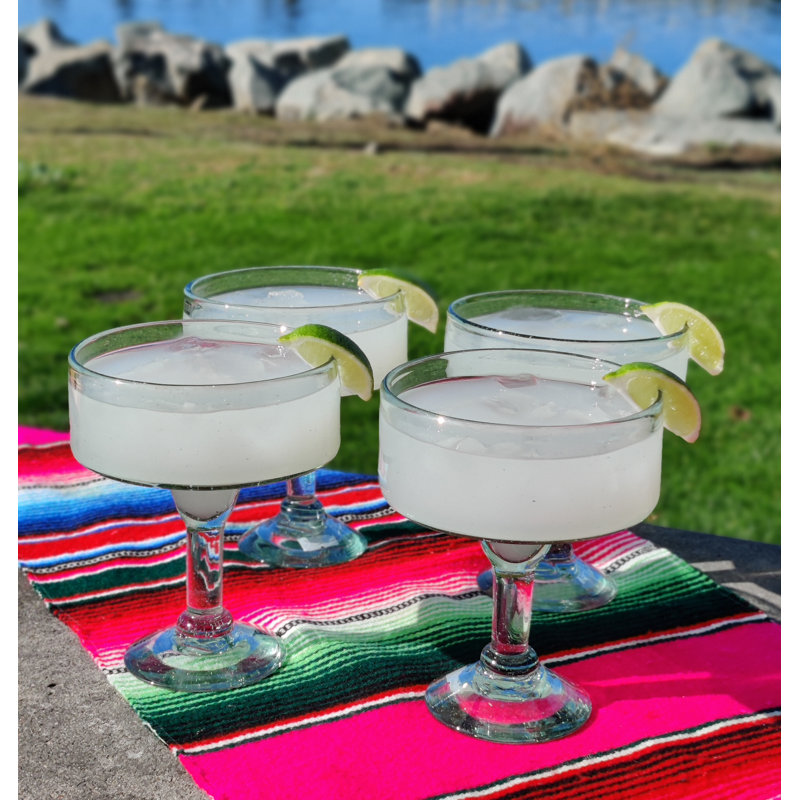 Latitude Run - Verres mexicains soufflés à la main - Verres à margarita naturels / transparents (16 oz)