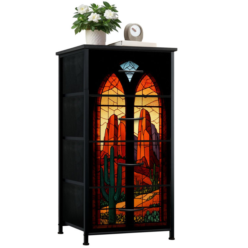 Commode pour chambre à coucher avec 4 tiroirs de rangement Western
