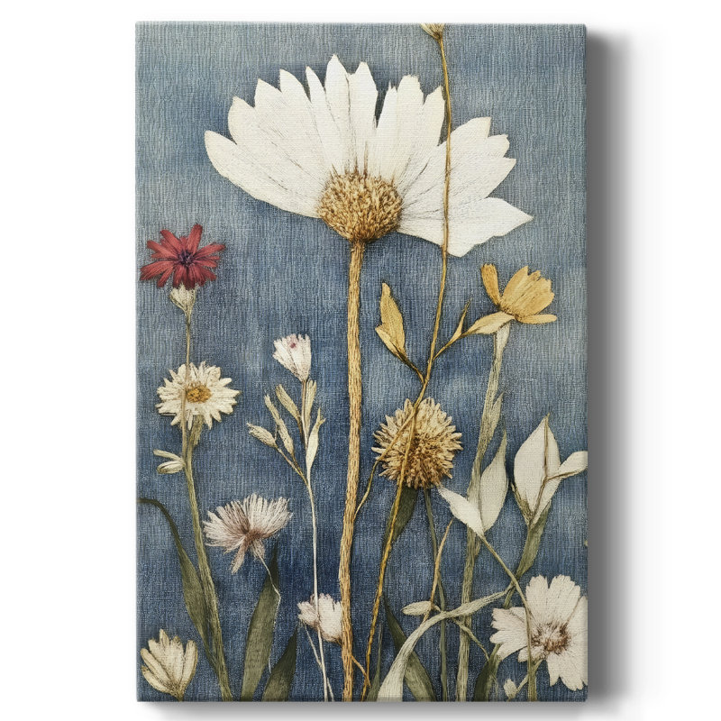Toile tendue avec motif floral Cxxvi, H 18 po x l 12 po