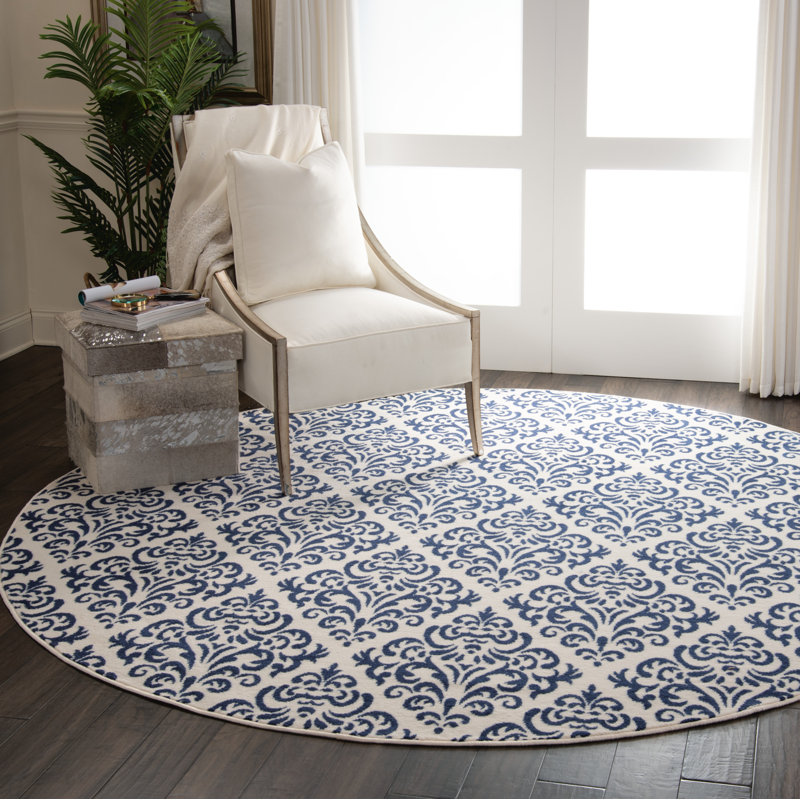 Damask Area Rug, Round 244cm