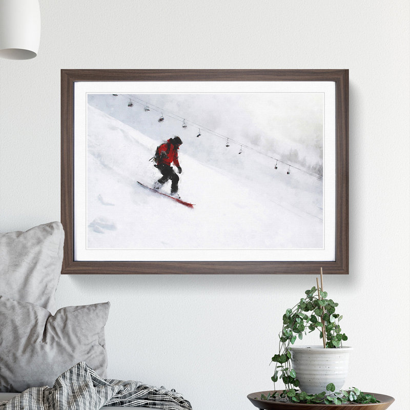 Snowboarding - Picture Frame Graphic Art, Walnut Framed, 27cm H x 36cm W x 2cm D