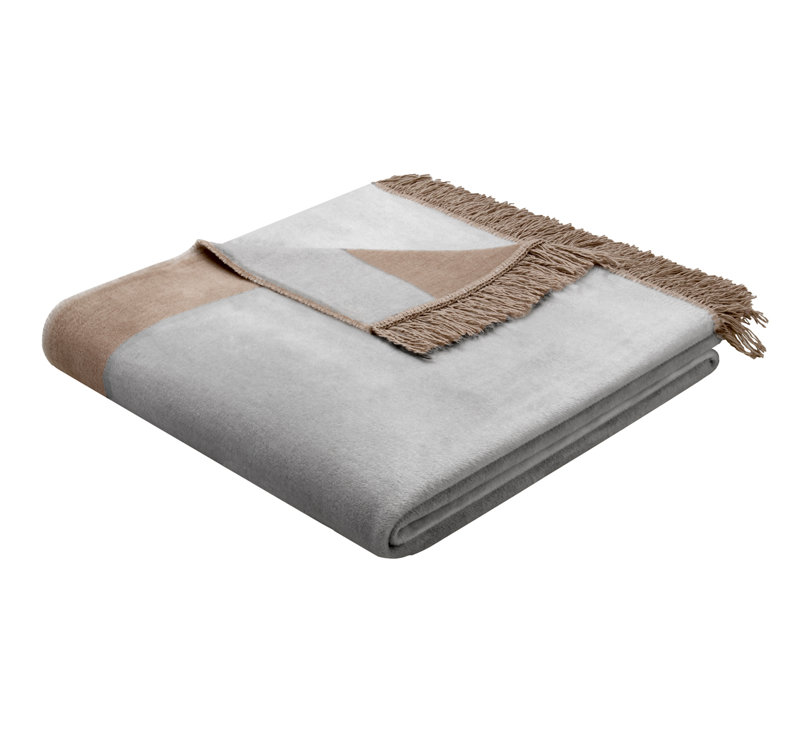 Orion Blanket with Fringe, Silver