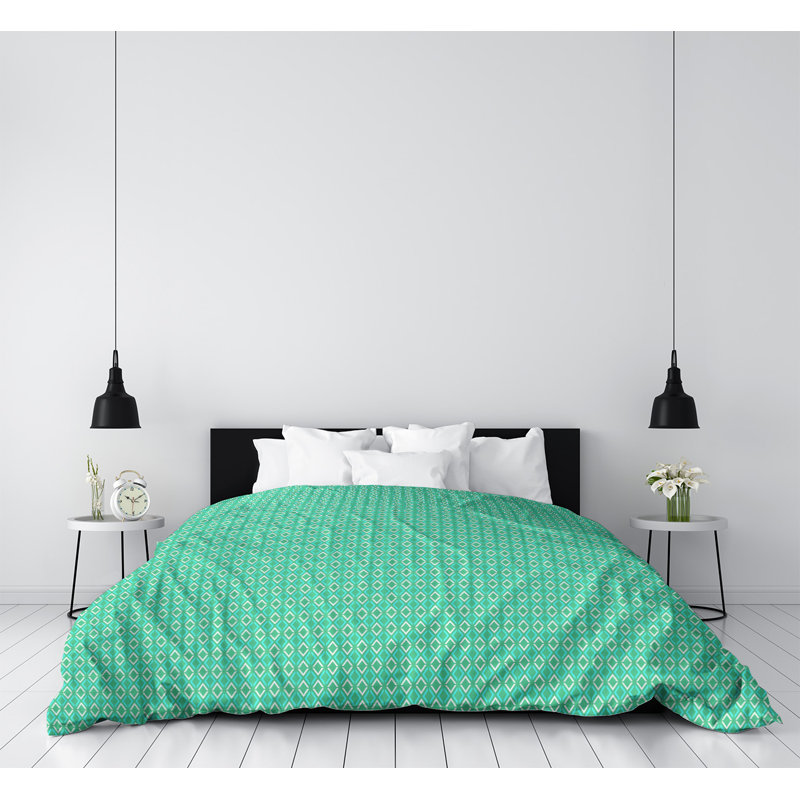 Housse de couette Katelyn Elizabeth, Microfibre, Housse de couette pour très grand lit, Turquoise / crème