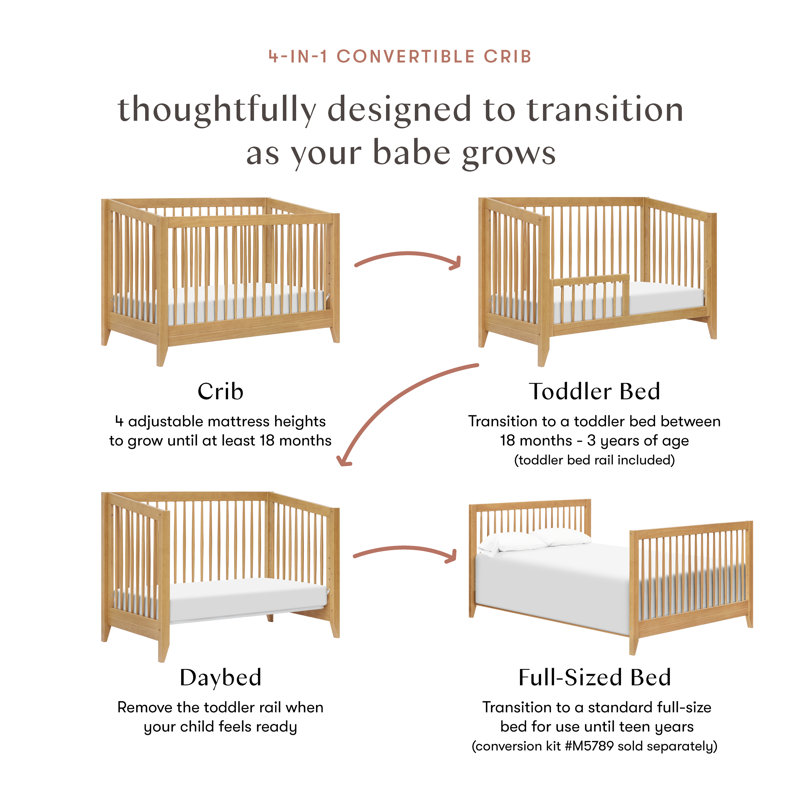 Sprout 4-in-1 Convertible Crib, Honey