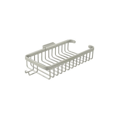 6FBC8E6413024B209224AD86250E50AD Wire Basket, 10-3/8" Rectangular, Shallow, With Hook in Brushed Nickel