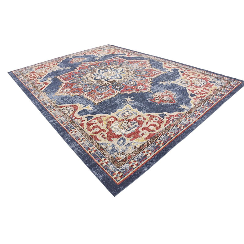 Tapis à motif oriental rouge / bleu Ulla, Rectangle 8 pi x 10 pi