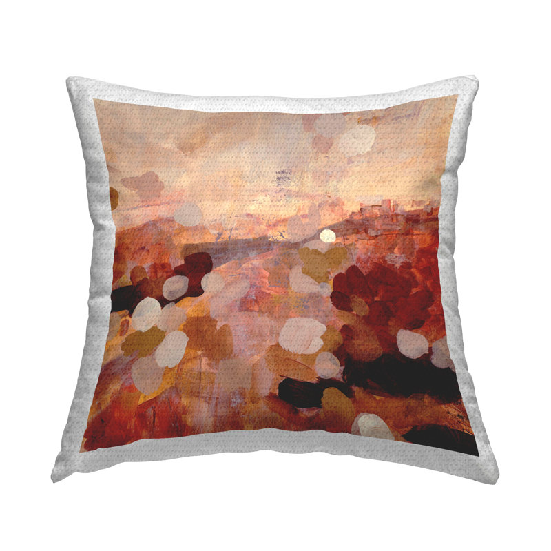 Coussin décoratif abstrait à motif de paysage désertique abstrait par Jodi Maas