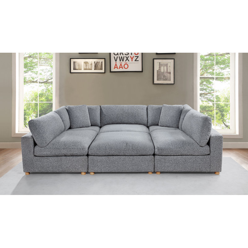 Ensemble modulaire 6 pièces en tissu Teddy Boucle, Ourson gris riche
