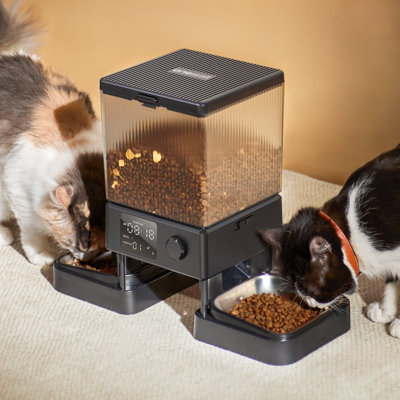Mangeoire automatique pour chats Oneisall PFD-002 pour 2 chats, distributeur de nourriture sèche pour petits chiens 20 tasses / 5 L / 169 oz, mangeoire pour animaux de compagnie de 0,5 po avec cran programmable 1-6 repas avec alimentation de secours, appel de repas à commande vocale