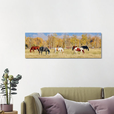 Group of Horses II 1 Piece Wrapped Canvas Panoramic Wall Art