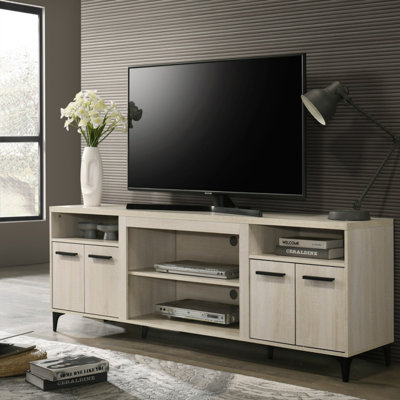 70"W Oak Finish 4-Door TV Stand by Orren Ellis