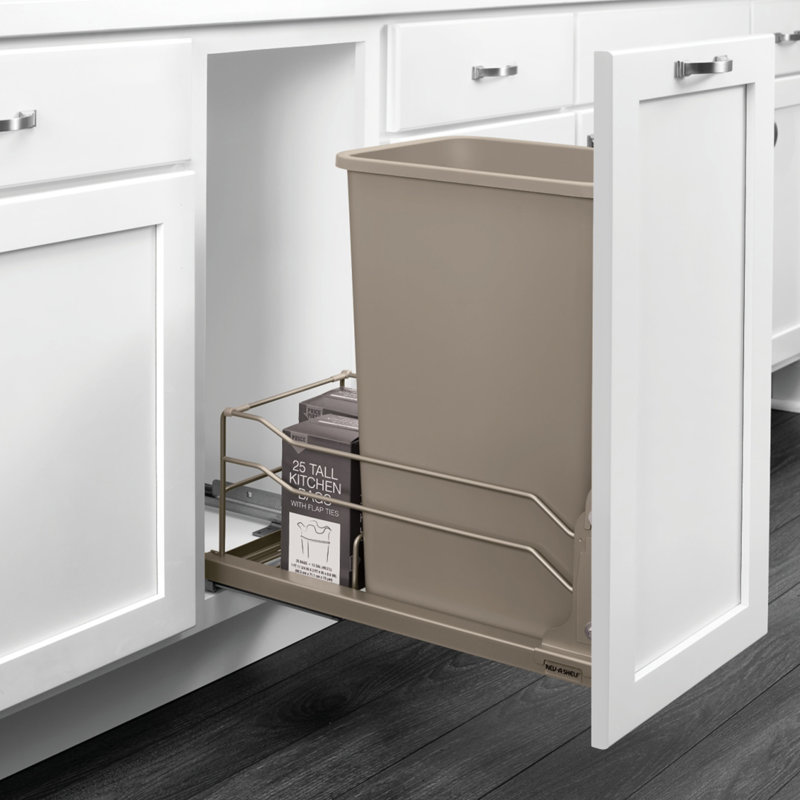 Rev-A-Shelf Pullout Kitchen Trash Can 50 qt. with Soft-Close , Champagne