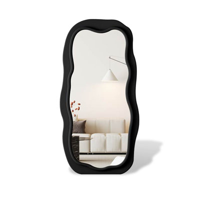 French-Style Retro Irregular Velvet Bagged Frame Three-In-One Full-Length Mirror