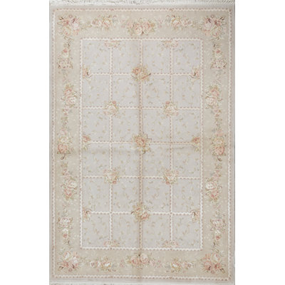 Tapis beige et doré de haute qualité noué à la main