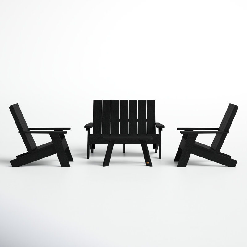 Byrnes 4 - Person Patio Conversation Set, Black
