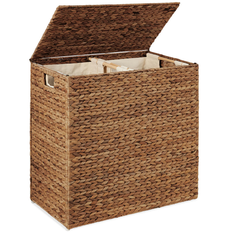 Double Laundry Hamper Basket, Chestnut