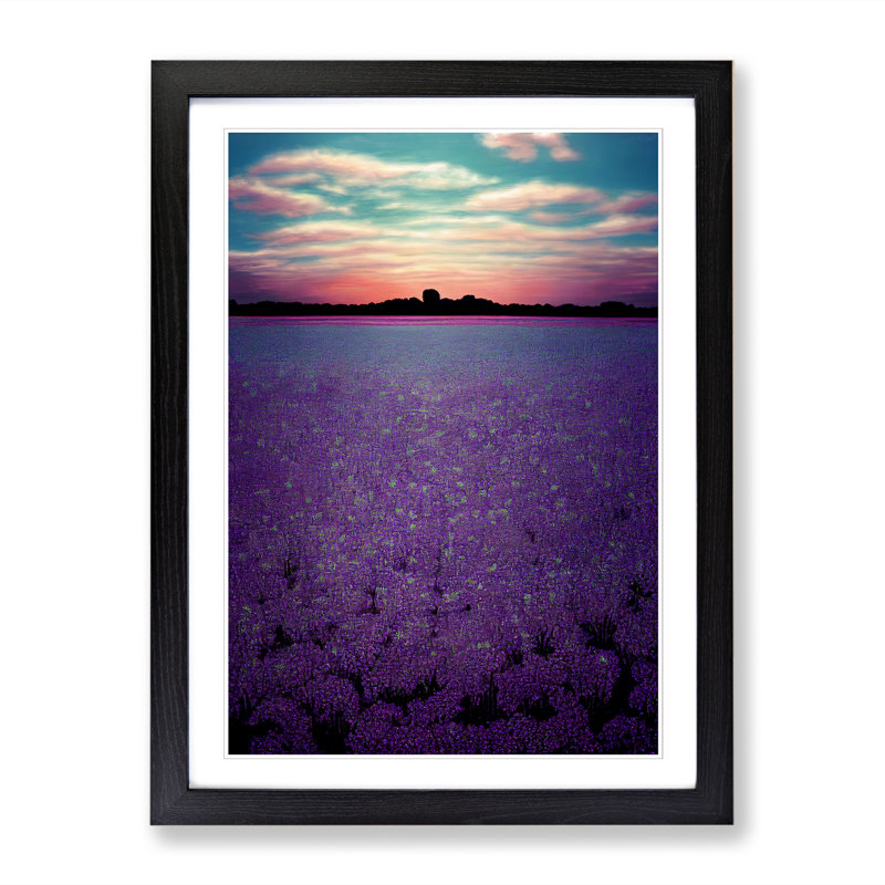 FRM-V0523-259X Bluebell Field View - Single Picture Frame Print, 64cm H x 46cm W x 2cm D, Black Framed