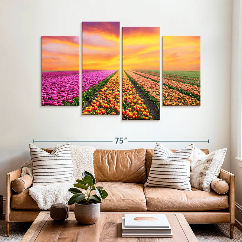 Alvord Vibrant Spring Tulip Rows, 42" H x 68" W