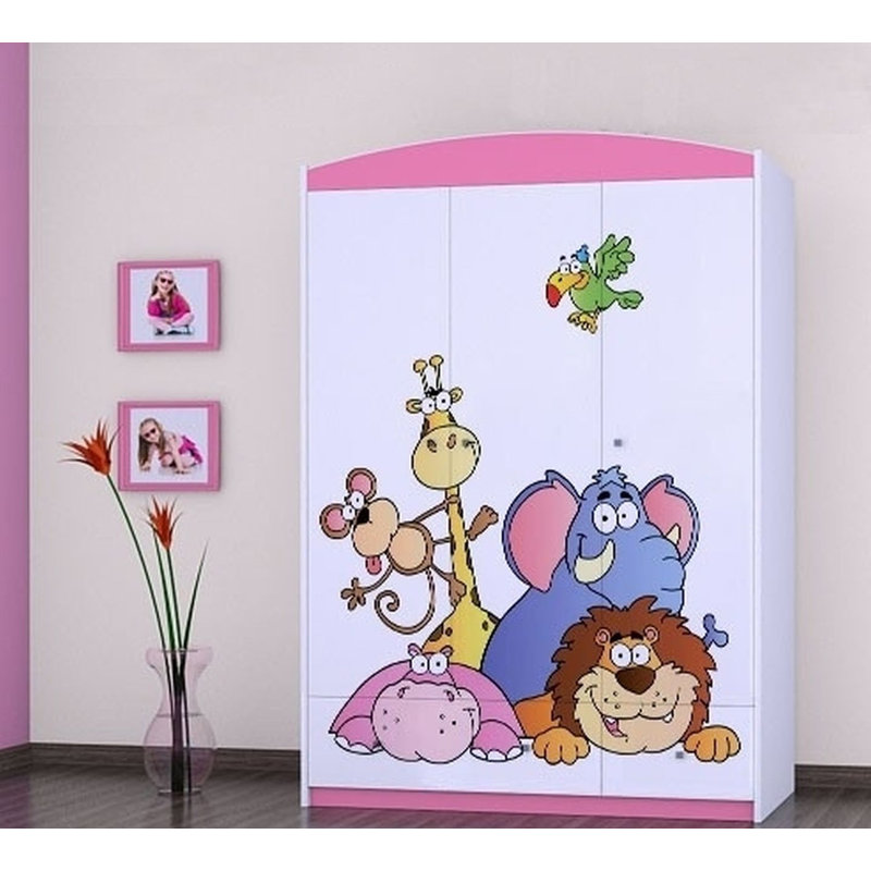 Hanish 3 Door Wardrobe, Pink