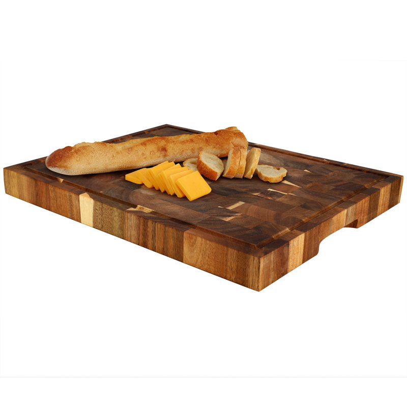 Planche à découper et à découper en bois d'acacia MegaChef 17 x 13 pouces avec rainure à jus