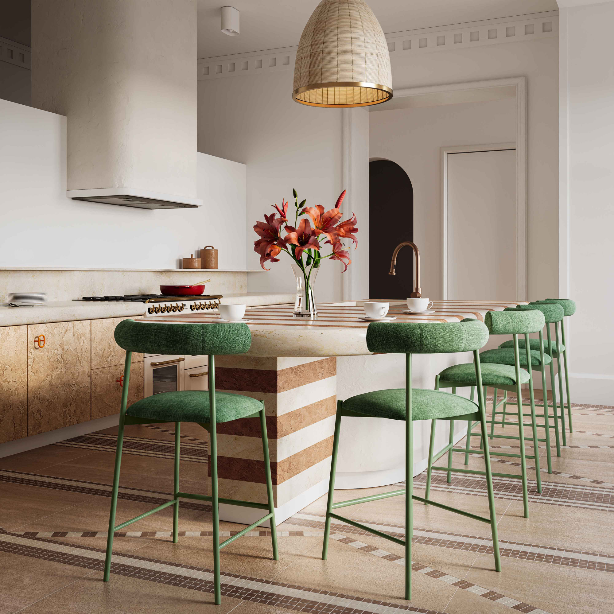 Geraldina Velvet Bar & Counter Stool, Forest Green, Bar Stool (29.1” Seat Height)