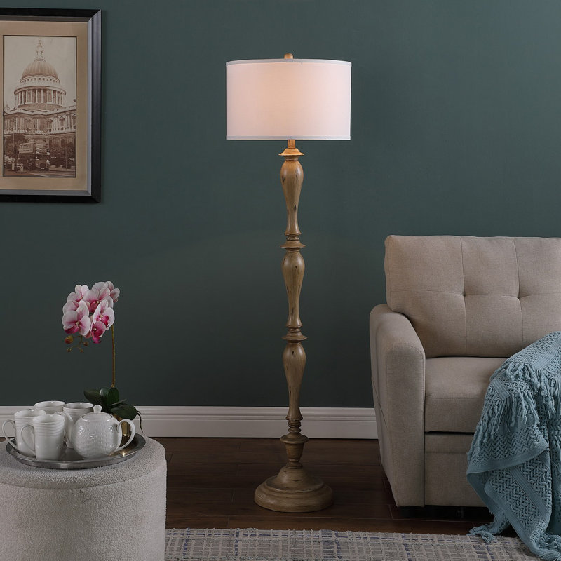 Lampe sur pied traditionnelle avec luminosité réglable et base robuste en polyrésine Sylrae