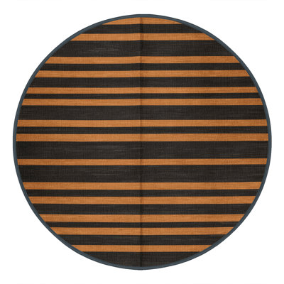 Machine Washable Horizontal Stripes Brown Area Rug