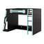 Lit mezzanine en bois avec bureau, tablettes multiples et lumière RVB-1834846310