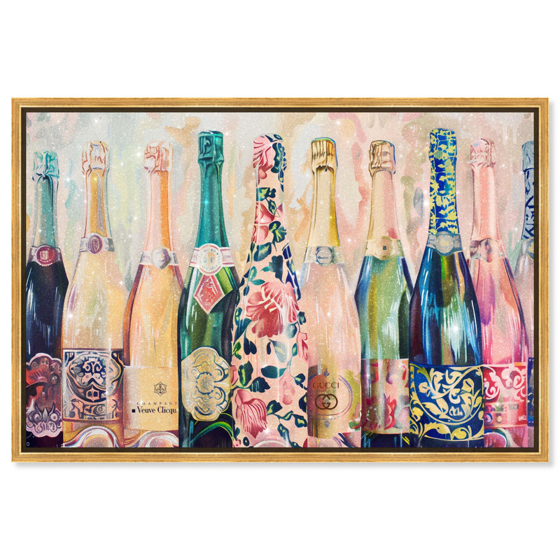 Art Remedy Barcart Art Canvas, 25" H x 37" W, Gold Floater Framed
