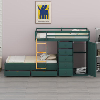 All-In-One Bunk Bed With Organized Drawer System And Integrated Mini Wardrobe – Contemporary Storage Design