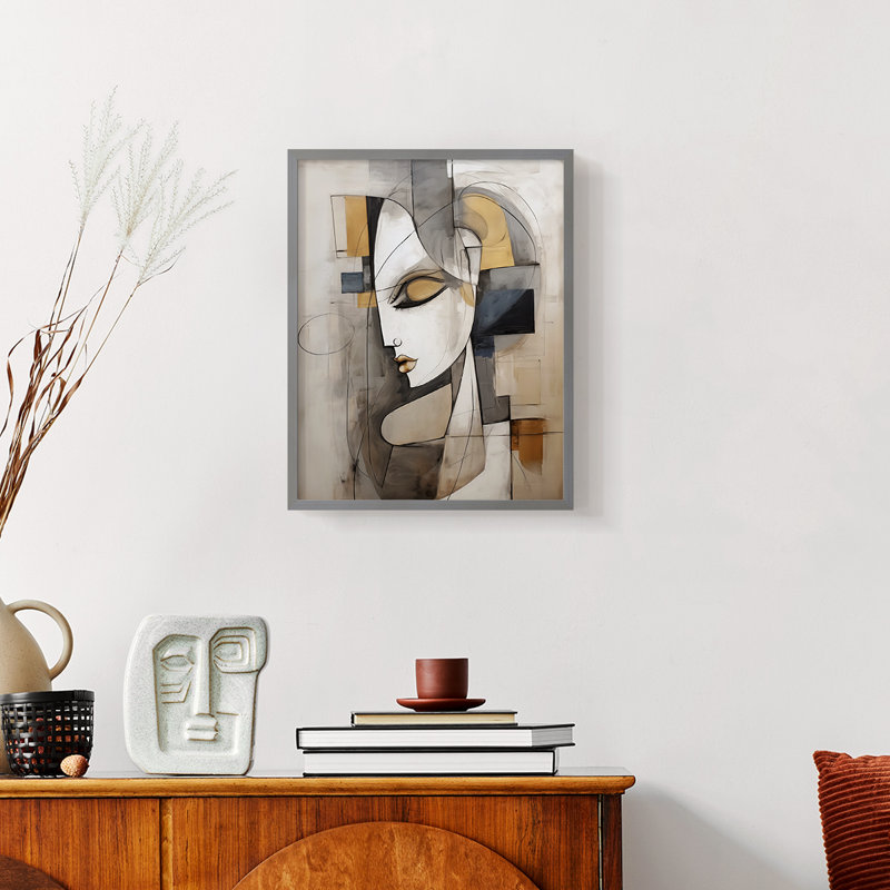 WOMEN Series Cxxxxi - reproduction encadrée de qualité supérieure - prête à être accrochée - aucun clou requis, Gris