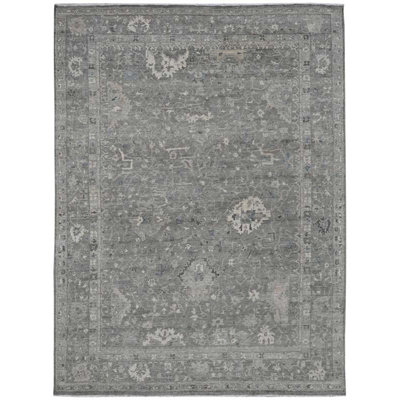 Tapis gris noué à la main de haute qualité