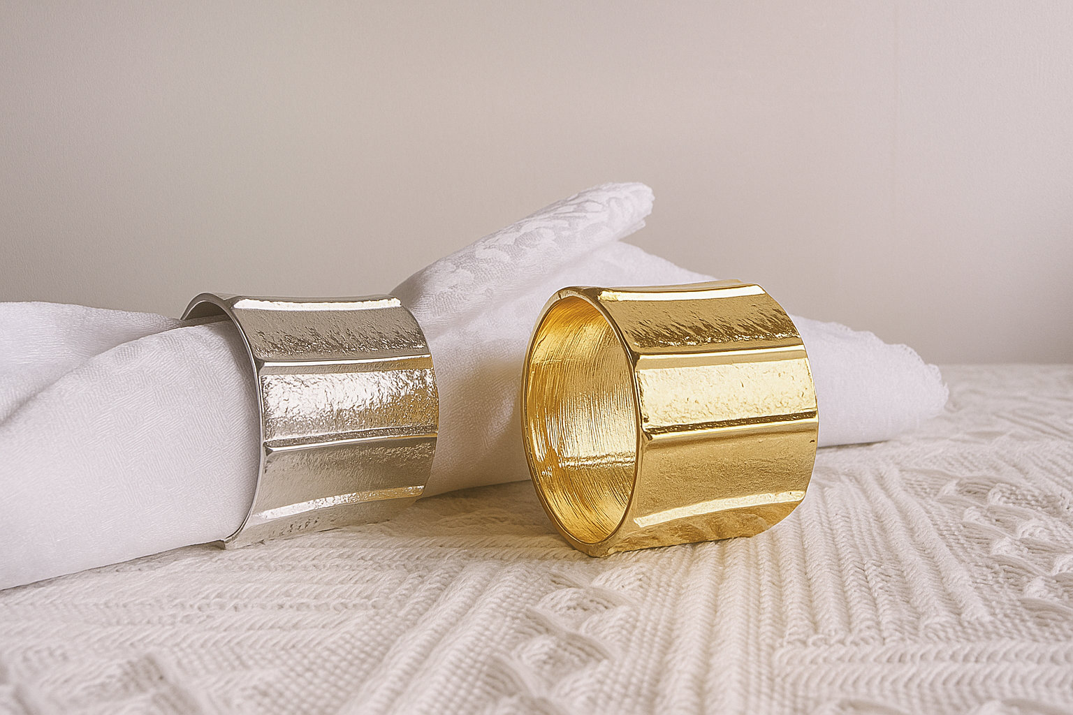 Curated visual reference: Picture Idea: Mercer41 Minimalist Glam Hammered Metal Napkin Rings Set Of 4