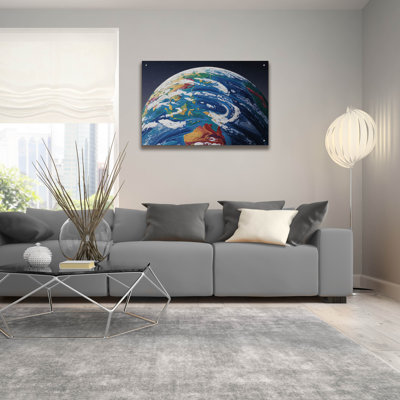 «Clay Earth» par Ann Klee, art mural en verre acrylique, 36 po x 24 po