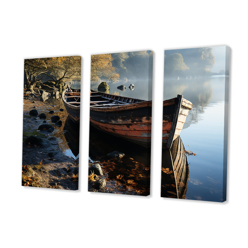 «Sailing Charm In The Morning Mist», ensemble de salon d'art nautique, H 28 po x l 36 po x P 1 po