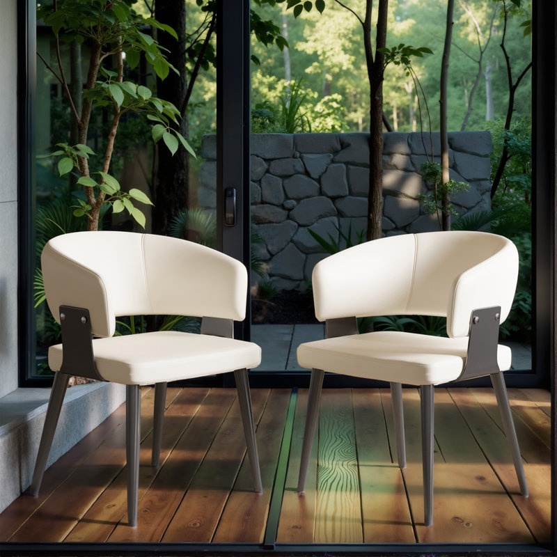Ensemble de table et de salle à manger extensible en pierre frittée blanche, 7 pièces : table, 6 chaises, Beige