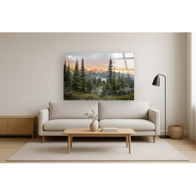 Art mural en verre trempé sans cadre Tranquil Peaks - 60 po x 40 po