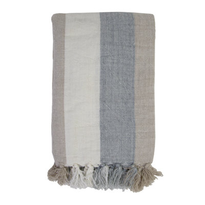 Monterey Striped Linen Hand Loomed Throw Blanket