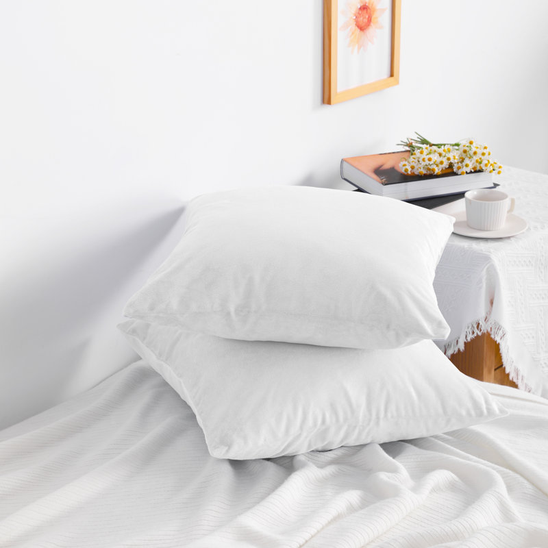 Square Zippered Throw Pillow Cover, Luxury Velvet Cover, Super Soft - NTBAY, 16" x 16" Pillowcase, White